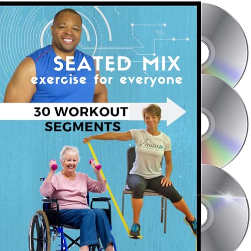 SEATED MIX CHAIR EXERCISE FOR SENIORS- 3 DVDs + 30 Exercise Segments. Most Comprehensive Chair Exercise DVD for Seniors Available! Finally- Fun Chair Exercises for Seniors DVD!