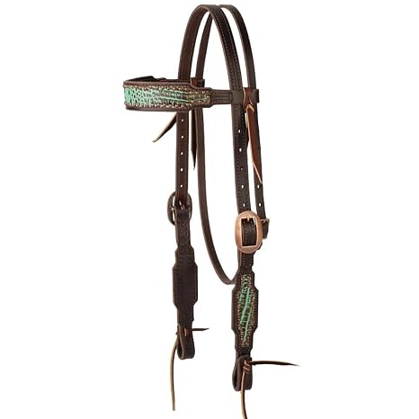 Weaver Leather Turquoise Croc Browband Headstall