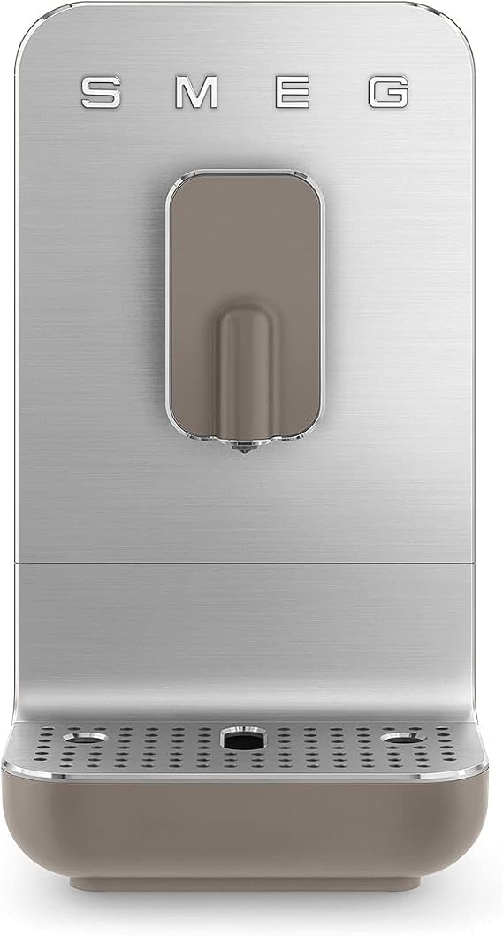 Smeg, BCC11TPMEU Automatic Espresso Coffee Maker Machine, Built-in Grain Grinder, Thermoblock System, 1.4L Water Tank, Removable Catcher, Compact Size, 1350W, Taupe