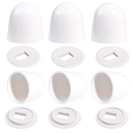 6 Packs Universal Toilet Bolt Caps, 1.44" White Round Push-On Toilet Bowl Bolt Covers with Washers, Easy Snap-On Installation, White Decorative Toilet Screw Caps for Floor Bolts