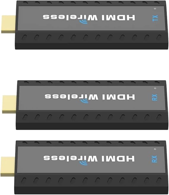 Wireless HDMI Transmitter & Receiver 1 to 2, Wireless HDMI Extender Kit, HDMI Dongle Adapter,Streaming Video Audio from Laptop, PC, PS to HDTV/Monitor/Projector,164ft/50m Range