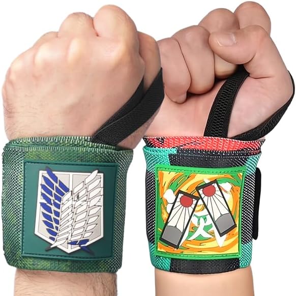 Anime Wrist Wraps 2 Pairs Bundle - 24" Lifting Straps for Men and Women - Gym Accessories Support Weightlifting, Powerlifting, Strength Training, Workout (Duo A)
