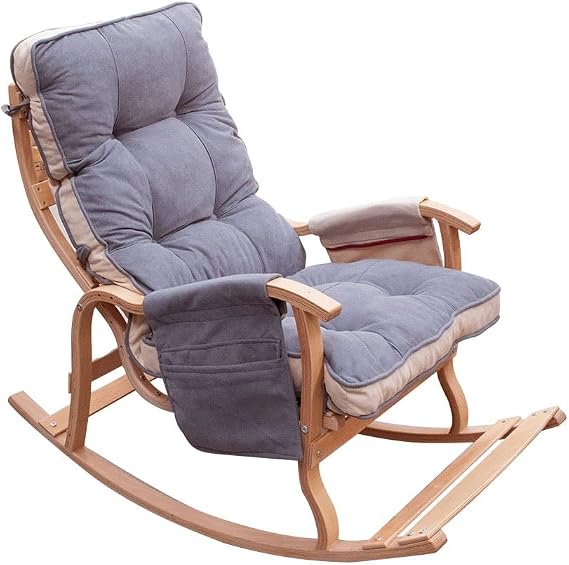 mobildeko Sultan Luxury Wooden Double Cushion Double Pocket Rocking Chair Gray/Cream Cushion