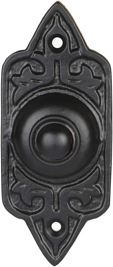 A29 Decorative Doorbell Push Button, Black Powder Coat, Edwardian