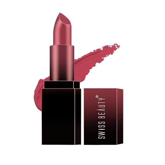 SWISS BEAUTY Hd Matte Pigmented Smudge Proof Lipstick | Creamy Matte Long Stay Lipstick | Chic Pink, 3.4g
