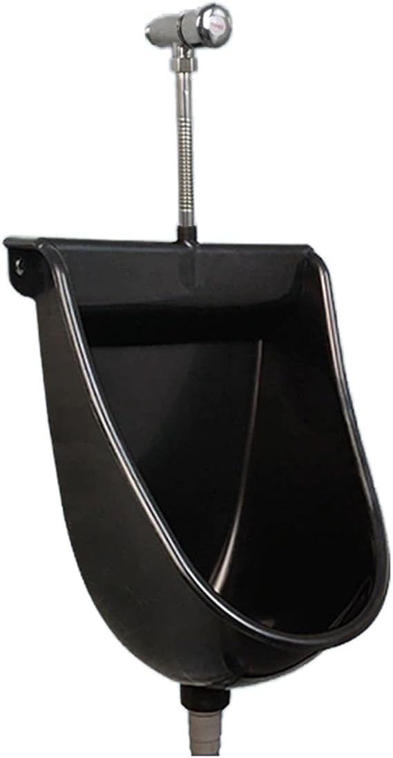Wall Mount Waterless Urinal for Men, Outdoor Plastic Adult Children Urinals, Bathroom Toilet Garage Urinal, Backyard Wall Urine Diverter, Portable Camper Urinals with Hose, for Shed/Basement, Black