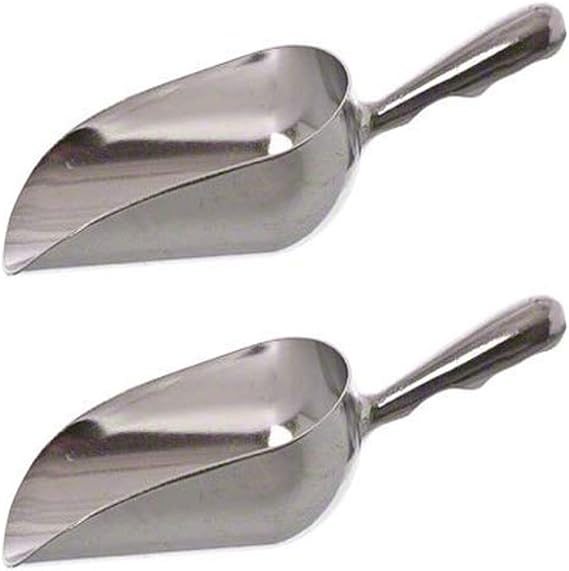SET OF 2, 12 Oz. (Ounce) Bar Ice Scoop, Dry Bin Scoop, Dry Goods Scoop, Candy Scoop, Spice Scoop, Cast Aluminum