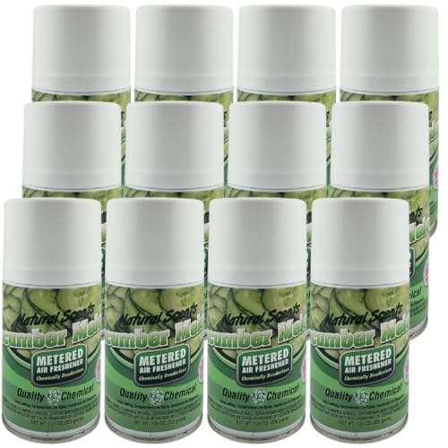 Quality Chemical Metered Aerosol Fragrance Refill Can - For Automatic Air Freshener Spray Automatic Refill - Cucumber Melon 7.25 oz Pack of 12
