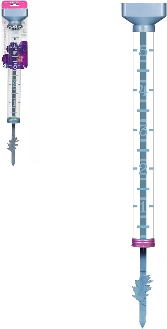 Headwind EZRead 15 Giant Professional Outdoor rain Gauge, USA Made Heavy Duty All Weather Freeze Proof Metal Stake or mountable with Float, Raindrop Blue (820-0582BLU)