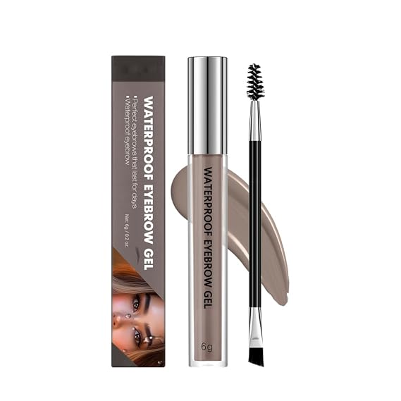 Waterproof Eyebrow Gel, Quick Drying Long Lasting Smudge Proof Formula for Creating Natural Looking Brows, Easy Application for All Skin Types Brunette, Large