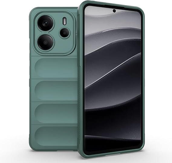 Xiaomi Redmi Note 14 4G Kılıf Esnek Darbe Emici Airbag Kamera Korumalı Silikon Kapak Koyu Yeşil