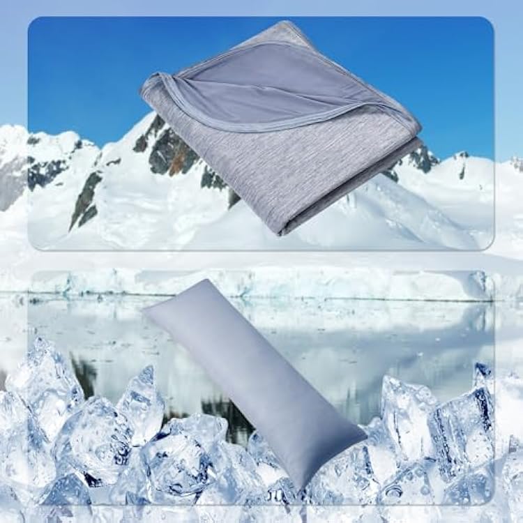 HOMFINE Cooling Pillowcase Body Size - Double Side Q-Max 0.439 Cooling Fiber for Pillow Protector, Breathable Long Cold Pillow Cover for Hot Sleeper Night Sweat, Hidden Zipper, 1 Pack 20x54, Blue