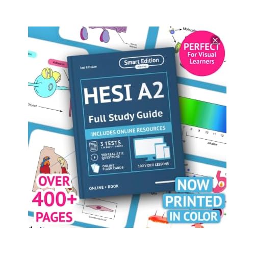 HESI A2 Study Guide 20252026: Full-Color Exam Prep Book with 5 Practice Tests, Mobile App, AI Tutor Chat, Flashcards, Video Lessons, and Answer Explanations for the HESI Admission Assessment 3rd Edition