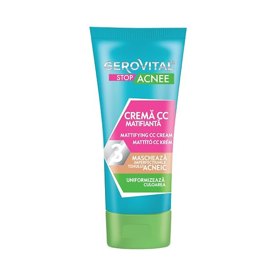 Gerovital STOP ACNE Mattifying CC Cream Skin Perfecting Formula for an Even Complexion, Medium Shade, 30ml