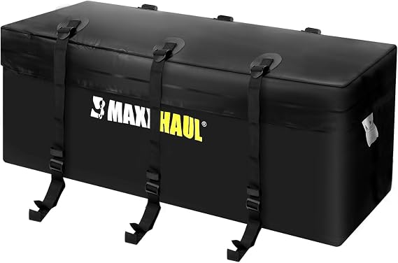 MaxxHaul Soft Shell Cargo Carrier Bag for Hitch Mount Cargo Rack, Heavy Duty Water Resistant, 47 x 20 x 20 Inch, Black with Tie Down Straps (70209)