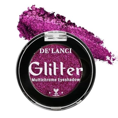 Purple Glitter Eyeshadow, Highly Pigmented Sparkly Metallic Bright Chrome Eye Shadow for Gothic Smoky Look, Long Last Holographic Rose Violet Shimmer Eye Shadow for Women and Girls, Vegan, Talc Free