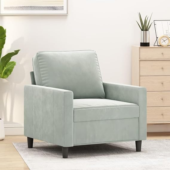 Dorm Room Furniture Sofa chairSofa Chair Light Gray 23.6" VelvetSuitable for Living Rooms, bedrooms, and Balconies