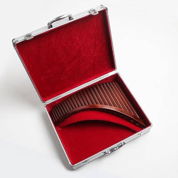 22 Pipes C Key Pan Flute Chinese Traditional Musical Instrument Pan Pipes Easy to Learn (Pan Flute with Left Box)
