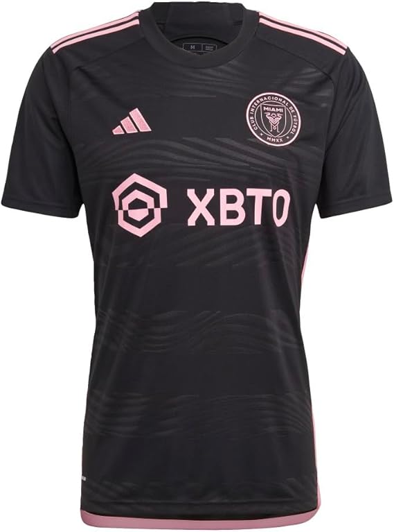 adidas Men's Soccer 23/24 Inter Miami Away Jersey - Glittering Pink Details and Moisture-Wicking AEROREADY