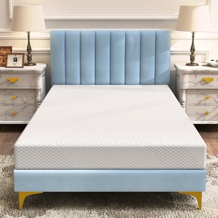 56 Inch Twin Mattress for Bunk Bed Memory Foam Mattress for Kids Blue, Twin XL - 6inch