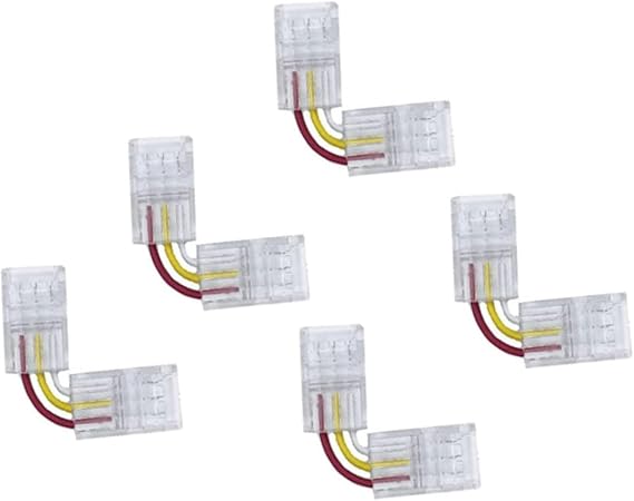 5pcs LED Bar Corner Connector for 5050 3528 RGB RGBW RGB + CCT LED Strip Lights 3pin8mm Right Angle L-Shape Solderless Adjustable Connector