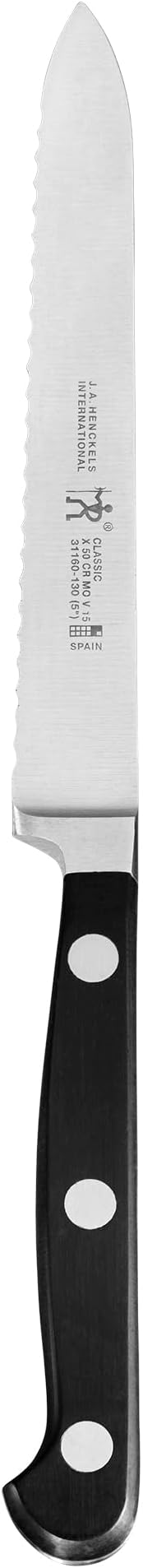 HENCKELS Classic Razor-Sharp 5-inch Serrated Utility Knife, Tomato Knife, German Engineered Informed by 100+ Years of Mastery
