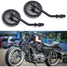 Motorcycle Mirror,10mm Motorbike Rear View Mirror Irregular Shape Compatible with Harley Street Glide Electra Glide Road King Softail Touring Sportster and More (Black Round Shape)