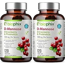 biophix D-Mannose 1000mg Capsules with Cranberry & Probiotics - D Mannose Supplements for Women - D-Mannose Pills for Urinary Tract & Bladder Health Support - Digestive Well-Being - 120 Vcaps 2 Pack