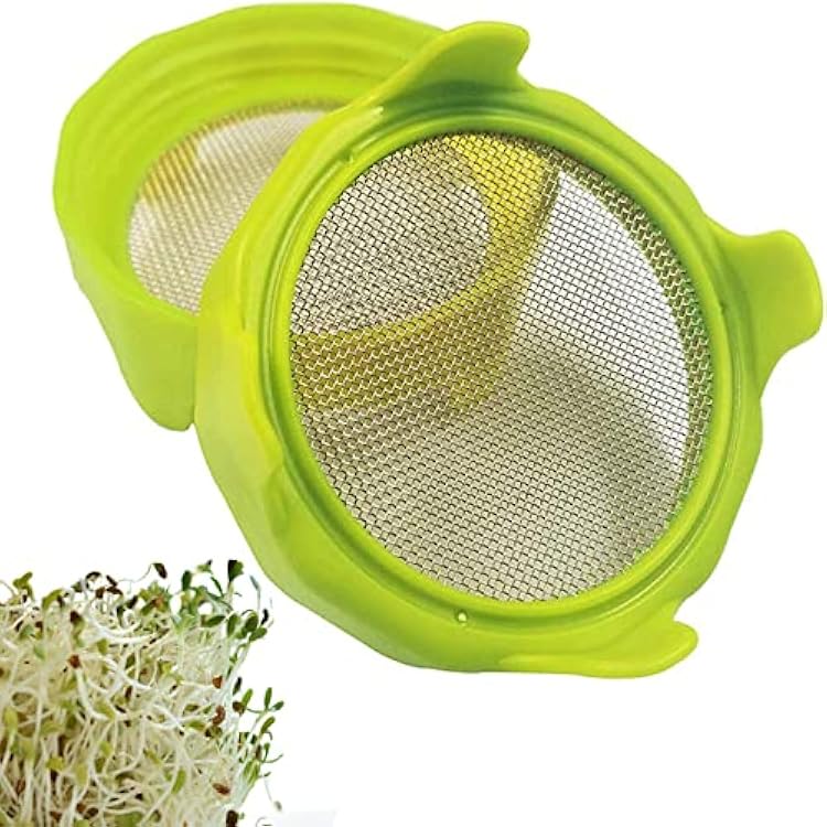Sprouting Lids, Plastic Sprout Lid with Stainless Steel Screen for Wide Mouth Mason Jars, Germination Kit Sprouter Sprout Maker with Stand Water Tray Grow Bean Sprouts, Broccoli Seeds, Alfalfa, Salad