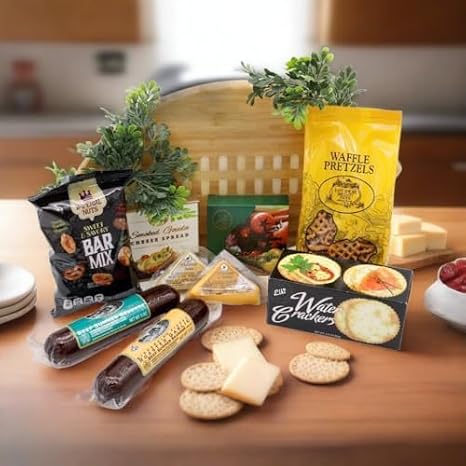 Gift Basket Village - Gametime Football Board Cutting Board Gift Set with Assorted Gourmet Snacks, Perfect for Football Fans
