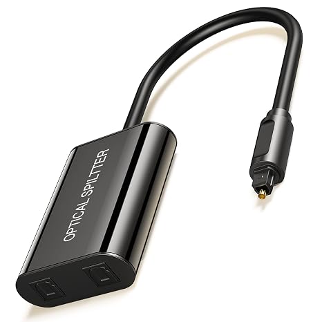 ANDTOBO Upgraded Digital Toslink Fiber Optical Splitter 1 in 2 Out Audio Adapter CableSignal Enhancement for Television