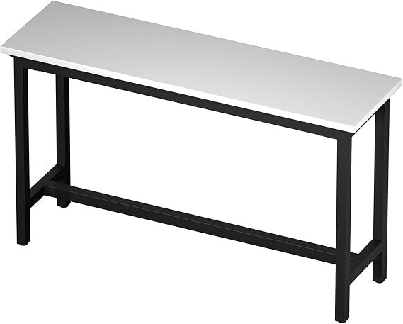 Long Bar Table Counter height table Rectangular Pub Tables Height 100cm Metal bracket has strong load-bearing capacity Kitchen Table Desktop thickness 2.3cm Suitable for home bars and cafes(Whi