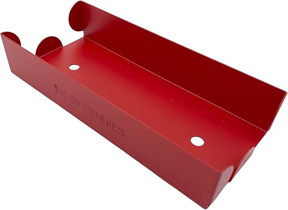 Huron Aluminium Penny Coin Tray for Rolled Coins, Red (1/12/96 pcs) (1)