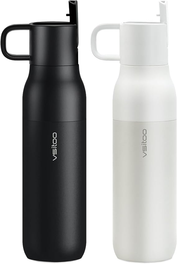 VSITOO Carbon Fiber Filtered Water Bottle with Straw