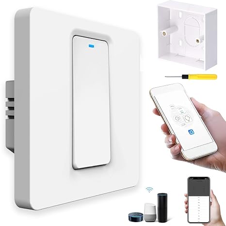 20A WIFI Smart Water Heater Timer Switch 4000W Button Boiler, Compatible for Google Home Alexa APP Control (45mm Deep Box)