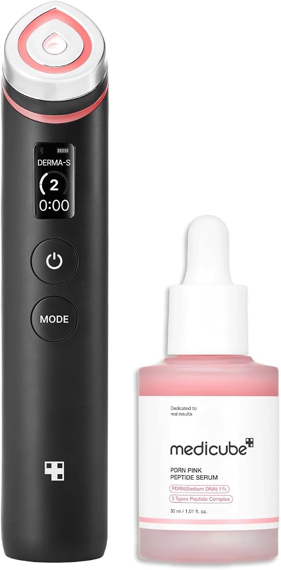 medicube PDRN Plump Care Duo: Age-R Booster Pro Black and Salmon DNA PDRN Peptide Serum | At-Home Care