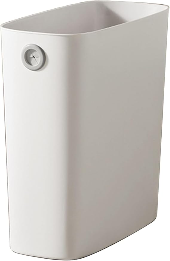 Wastebasket Trash Container,Small Trash Can Wastebasket, Garbage Container Basket, PP TPR Plastic Wastebasket Slim Open Top Garbage Container Bin for Bathroom Office Bedroom Kitchen(White)