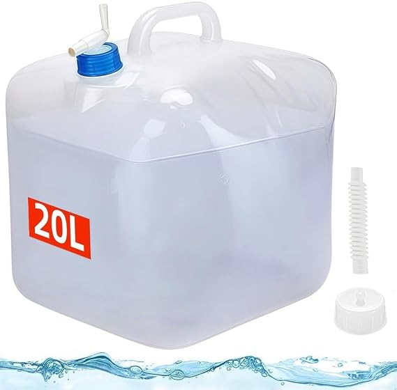 Collapsible Water Container 20L with Tap | An Extra Sealing Cover | 12cm Outlet Pipe | for Hiking Climbing Fishing Travel Picnic