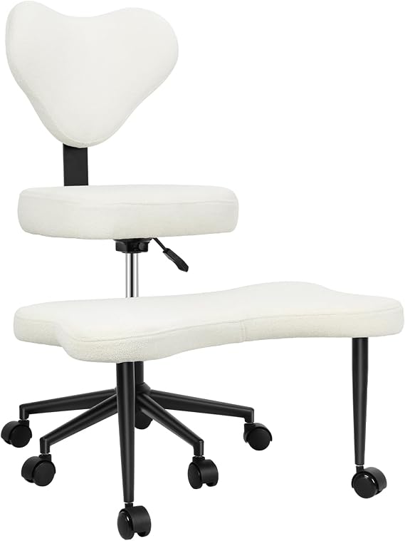 Ergonomic Cross Legged Chair,ADHD Chair with Backrest & Wheels, Criss Cross Seat with Lumbar Support, Kneeling Chairs for Meditation Yoga Home Office, Adjustable Height (Beige)