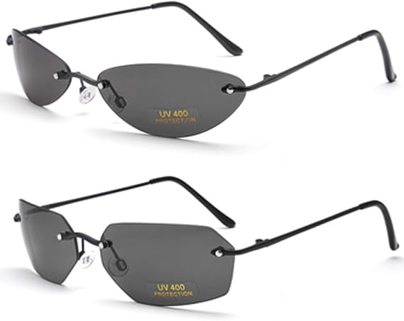 PLOPLO 2 Pack Matrix Sunglasses men Ultralight Rimless
