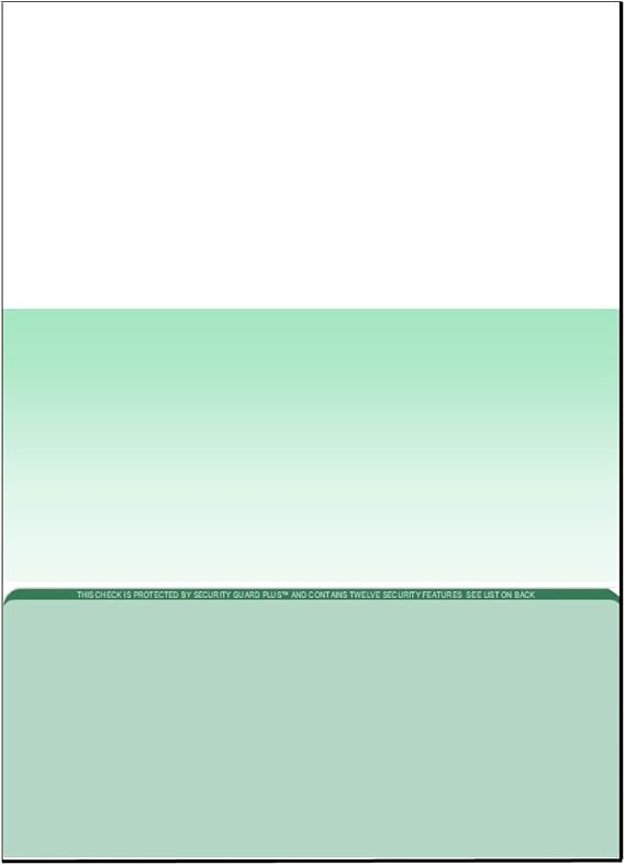 Zapco High-Security Check Paper, Green w Complex Background Pattern, 8-1/2" x 11", Microperfed with 1-Up Check, 12 Security Features - PACK OF 100 SHEETS