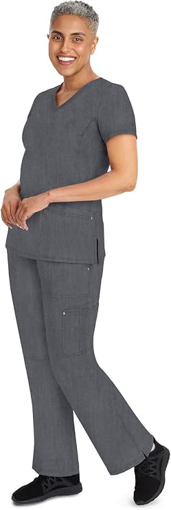 Healing Hands Scrub Set for Women V-Neck Top with Knit Waistband Pant