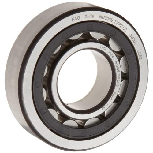 FAG NU2205E-TVP2-C3 Cylindrical Roller Bearing, Single Row, Straight Bore, Removable Inner Ring, High Capacity, Polyamide Cage, C3 Clearance, 25mm ID, 52mm OD, 18mm Width