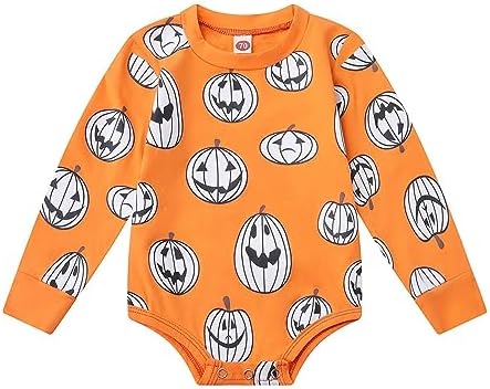 Baby Halloween Outfit Boy Girl Pumpkin Patch Sweatshirt Bubble Romper Sweater Shirt Cute Newborn Toddler Clothes