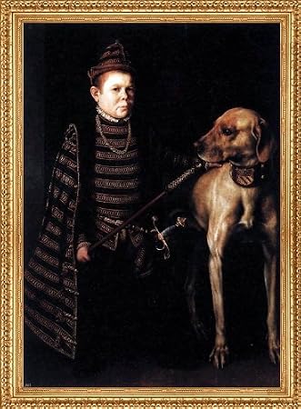 Anthonis Mor Van Dashorst Cardinal Granvelle's Dwarf - 16" x 24" Premium Canvas Print with Antique Gold Finish Frame