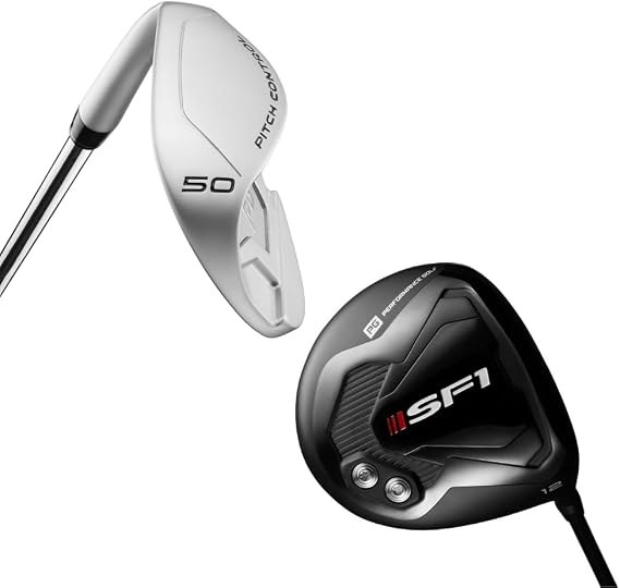 Performance Golf SF1 Driver & ONE Wedge 50' (Both Regular Flex, Right Hand) I Square Face Technology I Enable Straight Shot or Controlled Cut I Gets You On The Green in One Shot