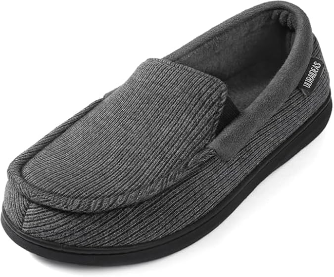 ULTRAIDEAS Men's Moc-Toe Slippers Loafer House Shoes Indoor Outdoor Memory Foam with Breathable&Warm Knit Upper