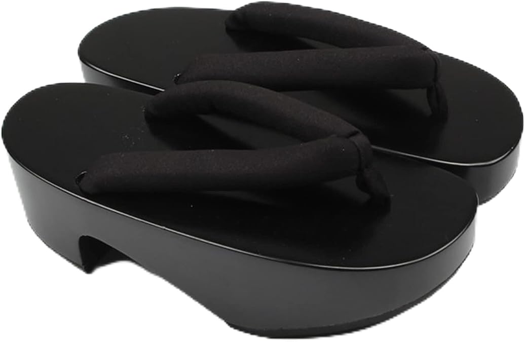 Clog Shoes Japanese Sandals for Women Geta Wooden Anti-Slip flip-Flops,Japanese Wooden Traditional Kimono Geta Sandals Clogs Slippers Sandal,High Heel Wooden Clogs Shoes (Color : Black, Size : 24cm