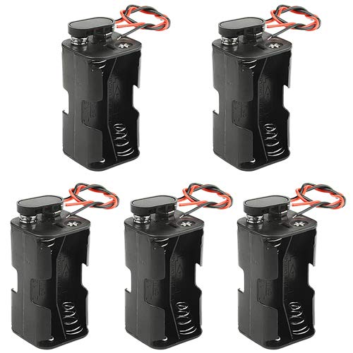 WMYCONGCONG 5 Pack 4 x 1.5V AA Battery Holder with I Type Wired Battery Clip Standard Snap Connector4AA