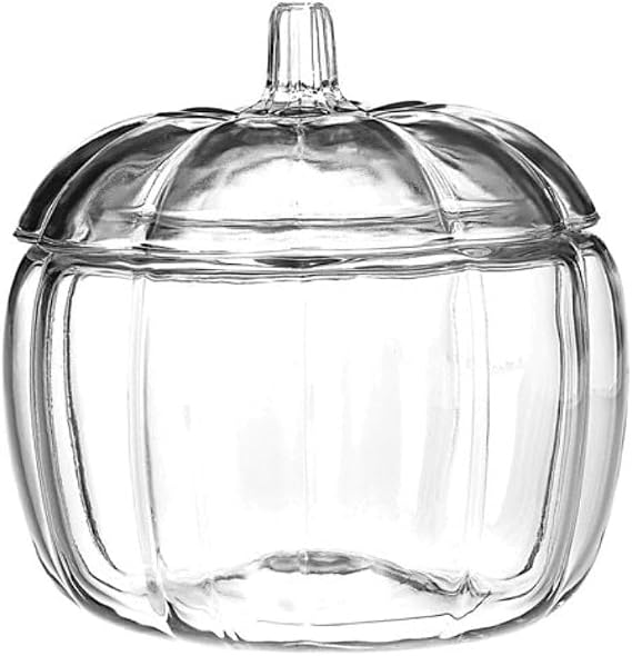 70 oz Pumpkin Jar with Cover Transparente Target | Embossed Harvest Pattern | Wide Access Opening | Removable Display Top | Visible Contents View | Counter Decor Accent